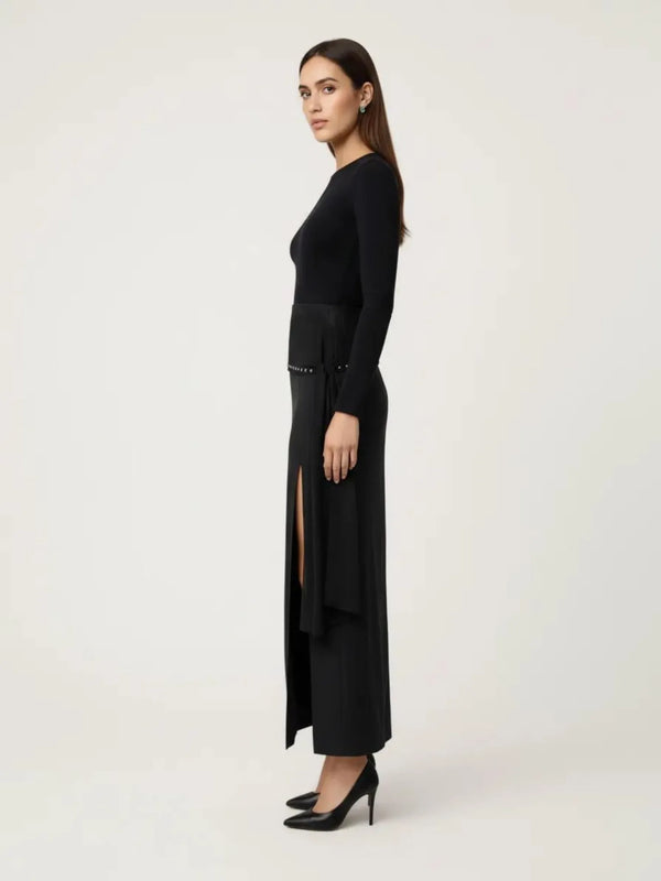 Touché Privé Touché Privé Gold Studded Maxi Skirt in Black - Bottom | Queen Anna House of Fashion Women's Luxury Fashion