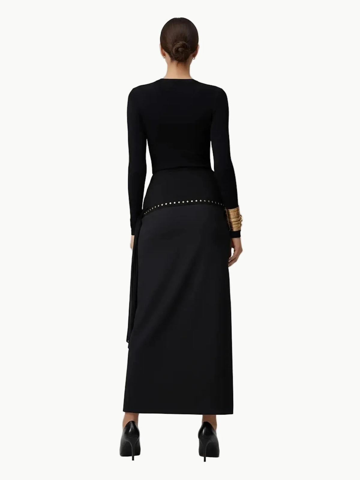 Touché Privé Touché Privé Gold Studded Maxi Skirt in Black - Bottom | Queen Anna House of Fashion Women's Luxury Fashion