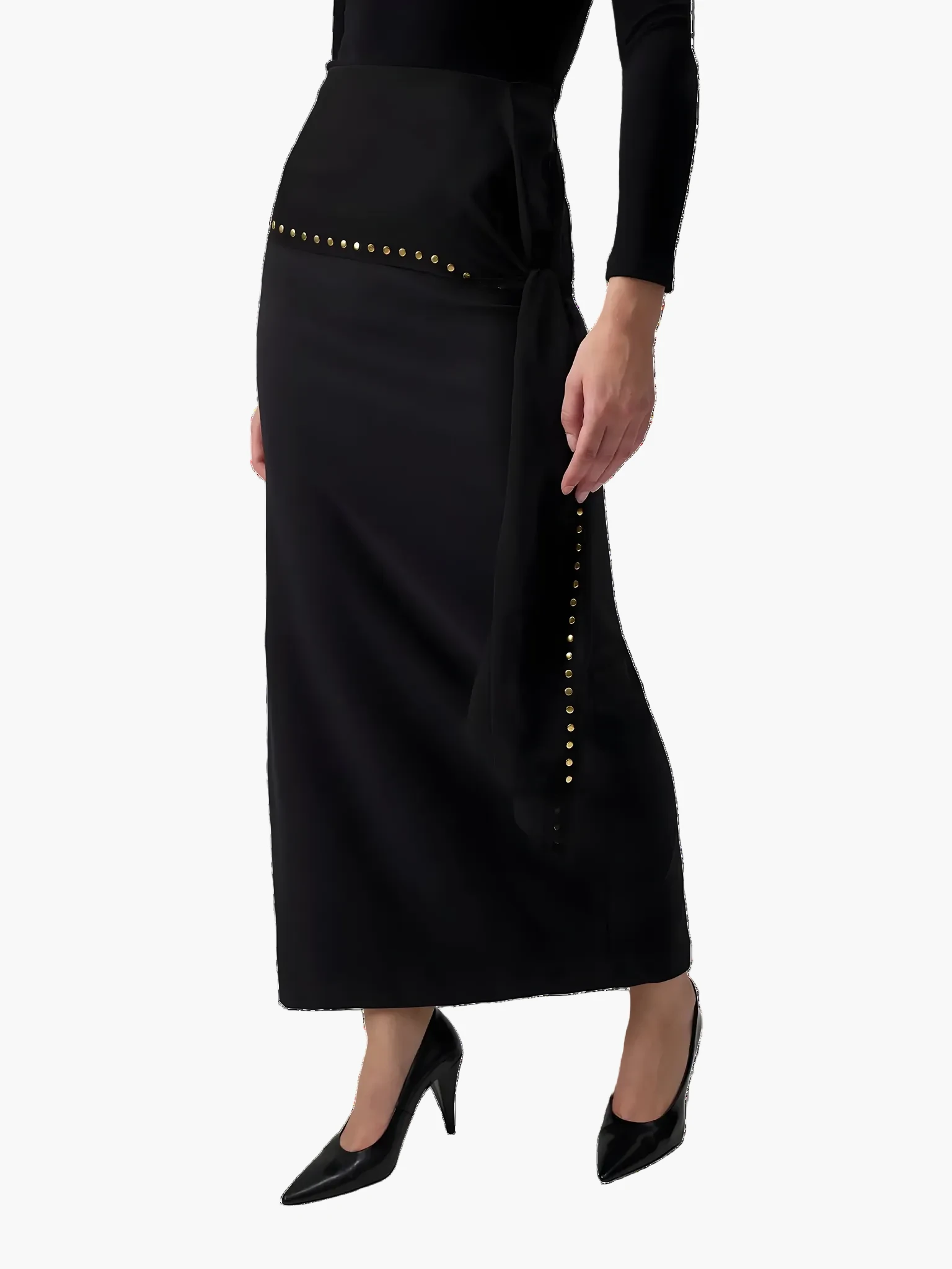 Touché Privé Touché Privé Gold Studded Maxi Skirt in Black - Bottom | Queen Anna House of Fashion Women's Luxury Fashion