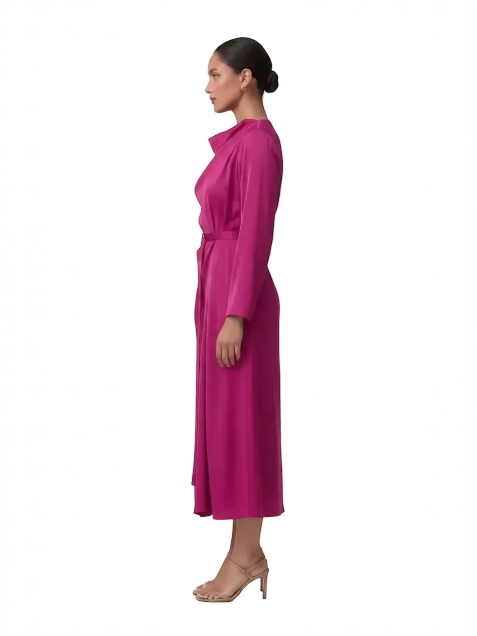Touché Privé Touché Privé Satin Cowl Neck Dress in Fuchsia Pink - Dress | Queen Anna House of Fashion Women's Luxury Fashion