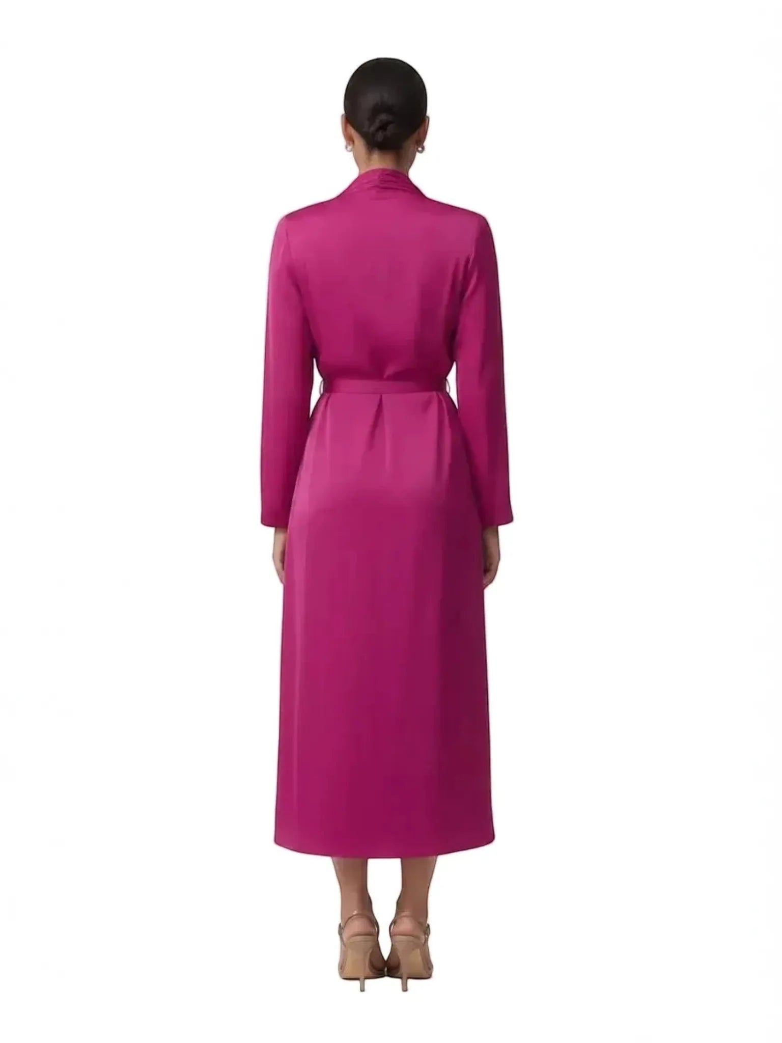 Touché Privé Touché Privé Satin Cowl Neck Dress in Fuchsia Pink - Dress | Queen Anna House of Fashion Women's Luxury Fashion