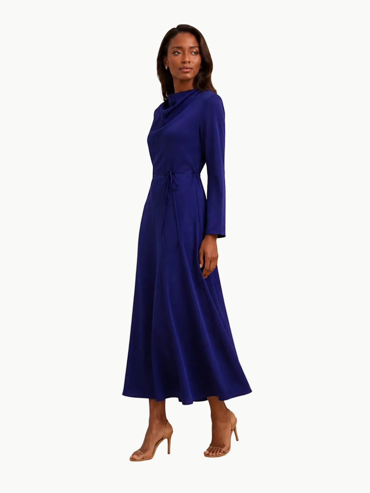 Touché Privé Touché Privé Satin Cowl Neck Dress in Cobalt Blue - Dress | Queen Anna House of Fashion Women's Luxury Fashion