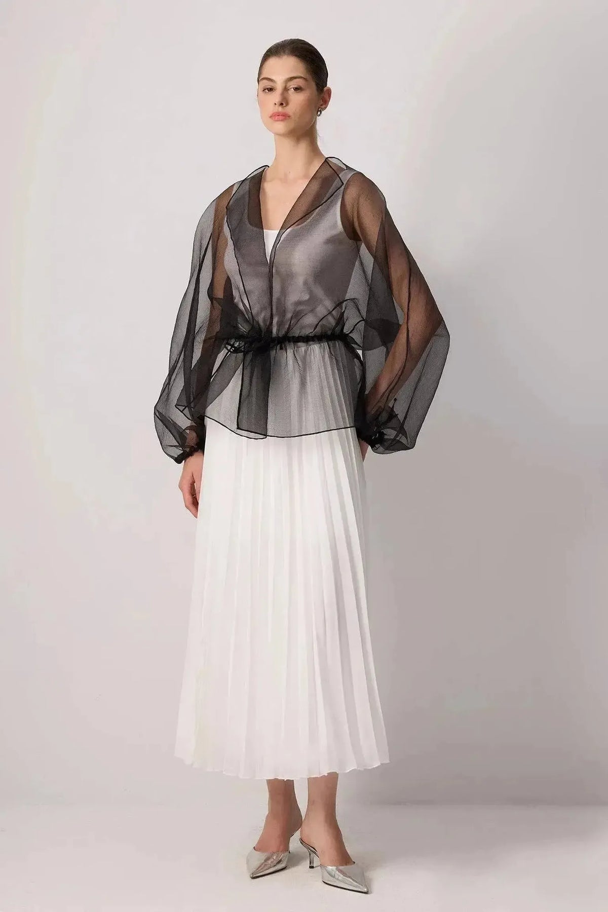 Touché Privé Touché Privé Sheer Organza Jacket in Black - Outerwear | Queen Anna House of Fashion Women's Luxury Fashion