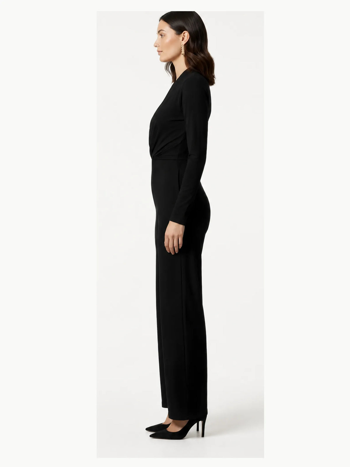 Touché Privé Touché Privé Wrap Front Black Jumpsuit in Black - Bottom | Queen Anna House of Fashion Women's Luxury Fashion