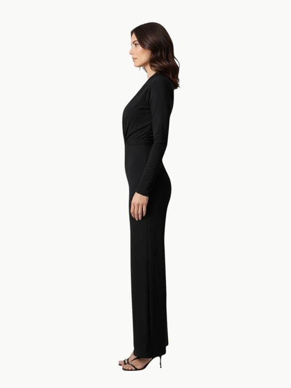 Touché Privé Touché Privé Wrap Front Black Jumpsuit in Black - Bottom | Queen Anna House of Fashion Women's Luxury Fashion