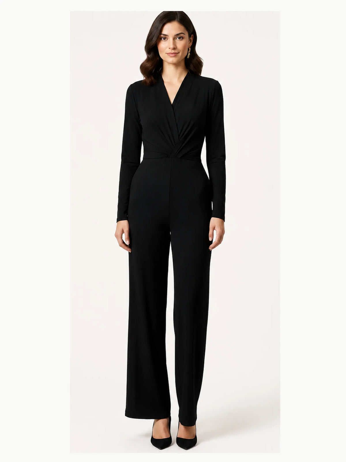 Touché Privé Touché Privé Wrap Front Black Jumpsuit in Black - Bottom | Queen Anna House of Fashion Women's Luxury Fashion