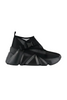 Black Nappa leather United Nude Space Kick Tek sneaker with sculptural ~50mm EPR platform outsole and buckle detail.