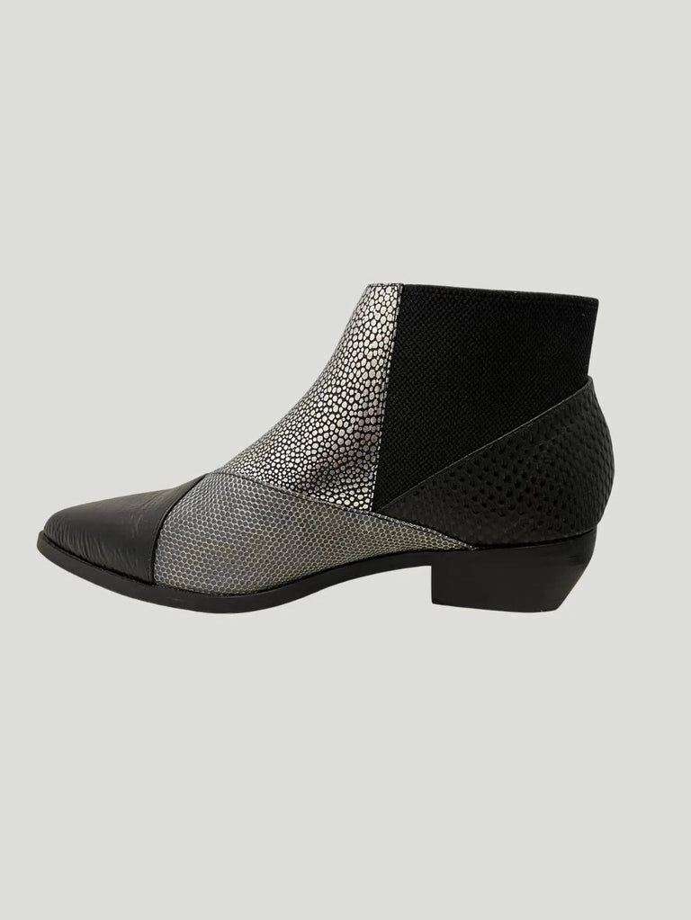 United Nude Zink Patch Booties - 36/Shoes, Black, Booties, Flat Bootie, Sale, Shoes, Silver, US Based Brand - Luxury Women's Fashion at Queen Anna House of Fashion