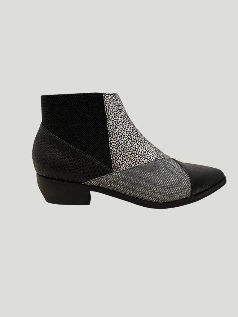 United Nude Zink Patch Booties - 36/Shoes, Black, Booties, Flat Bootie, Sale, Shoes, Silver, US Based Brand - Luxury Women's Fashion at Queen Anna House of Fashion