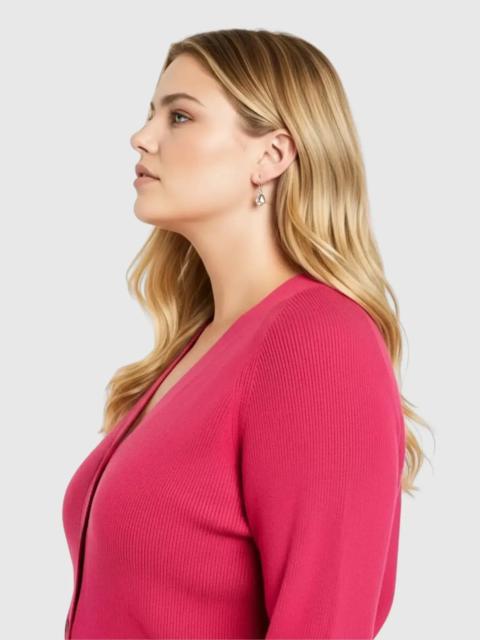 Universal Standard Universal Standard Better Than Wool Cardigan in Fuchsia Pink - Top | Queen Anna House of Fashion Women's Luxury Fashion
