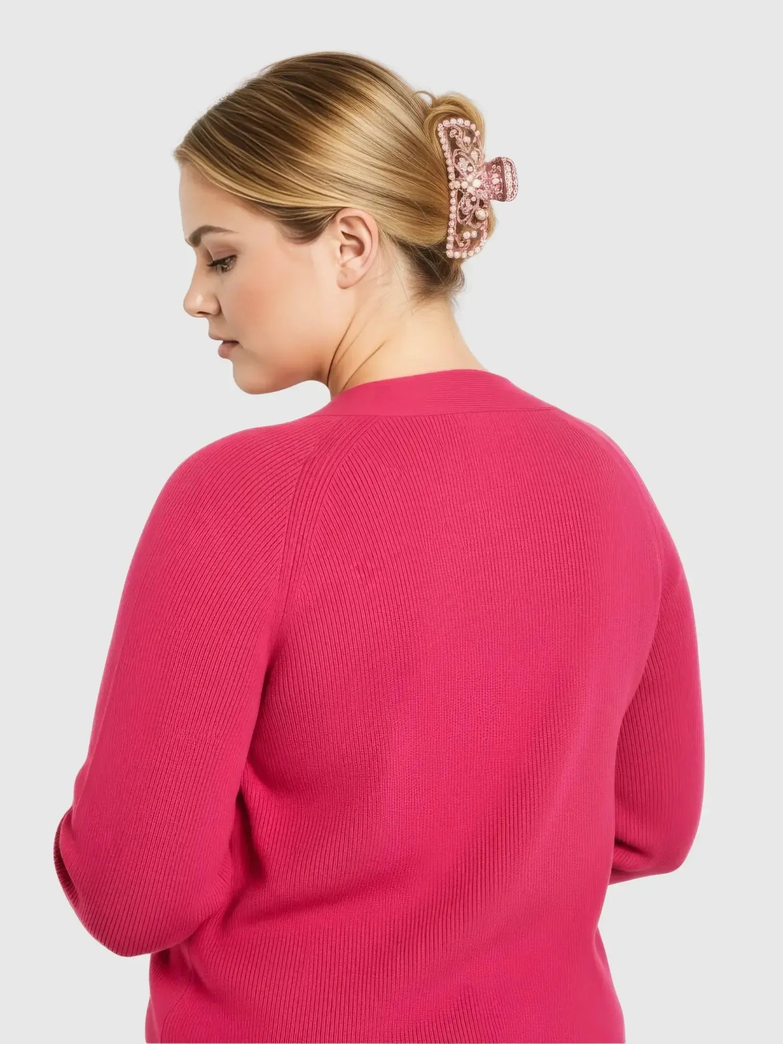 Universal Standard Universal Standard Better Than Wool Cardigan in Fuchsia Pink - Top | Queen Anna House of Fashion Women's Luxury Fashion