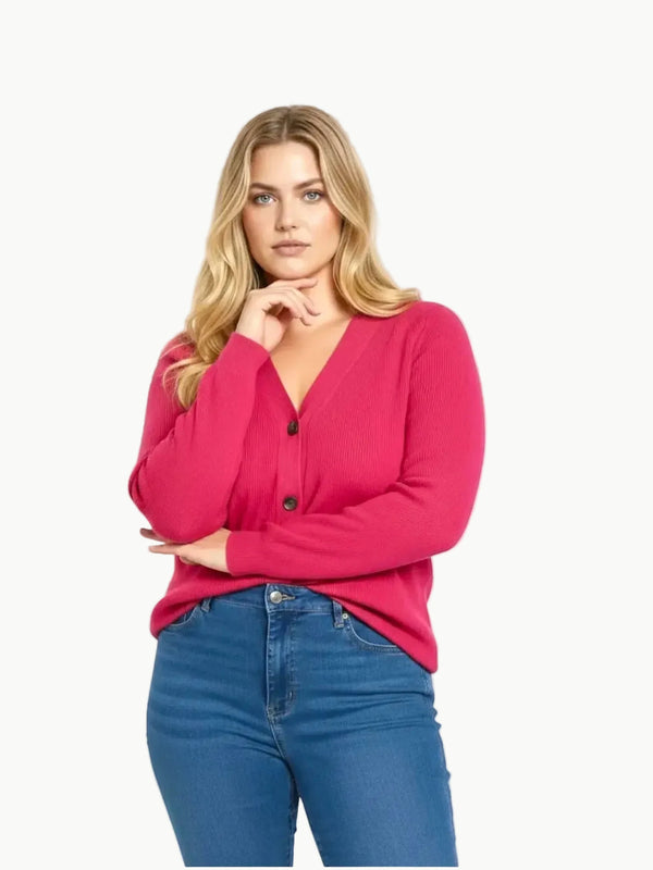 Universal Standard Universal Standard Better Than Wool Cardigan in Fuchsia Pink - Top | Queen Anna House of Fashion Women's Luxury Fashion