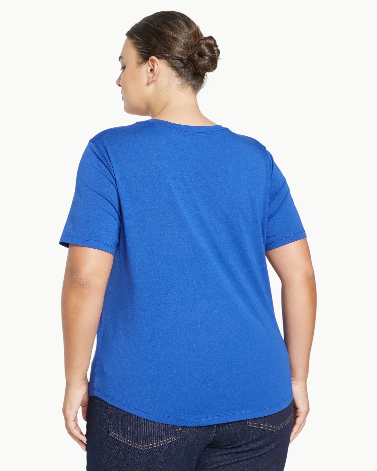 Universal Standard Universal Standard Short Sleeve V Neck Tee in Blue - Top | Queen Anna House of Fashion Women's Luxury Fashion