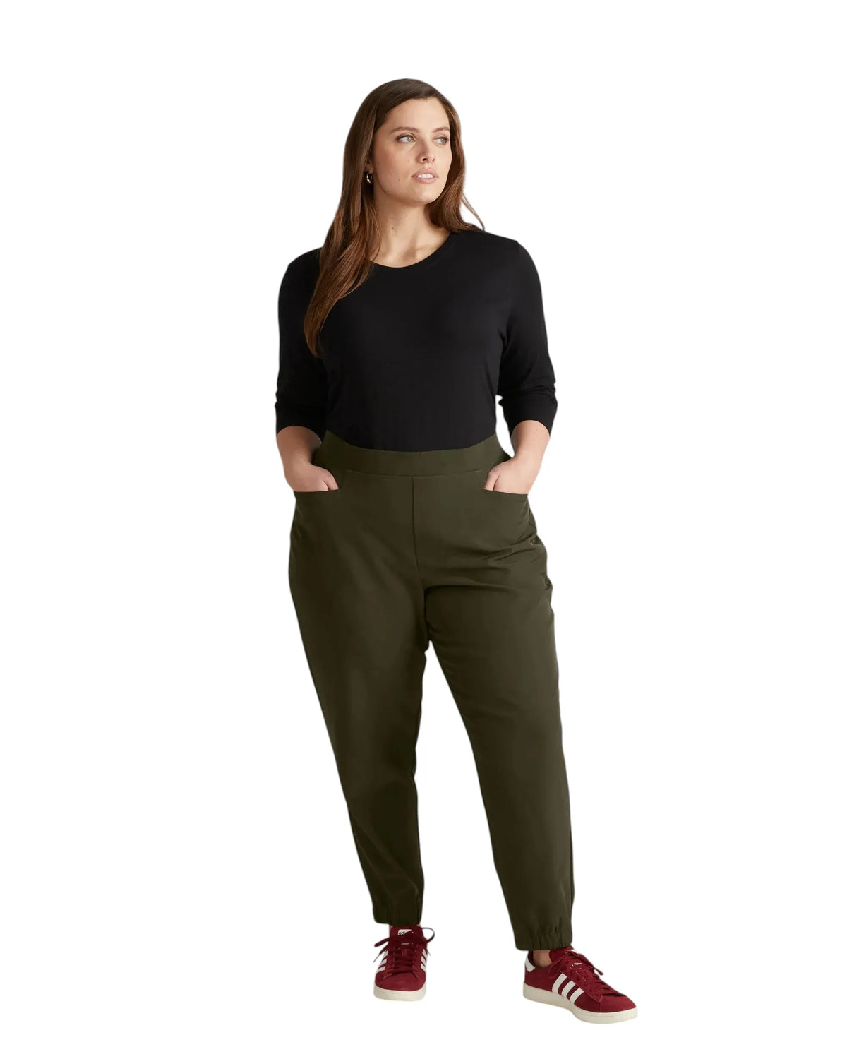 Universal Standard Universal Standard Go-Stretch Jogger in Nori Green - Bottom | Queen Anna House of Fashion Women's Luxury Fashion