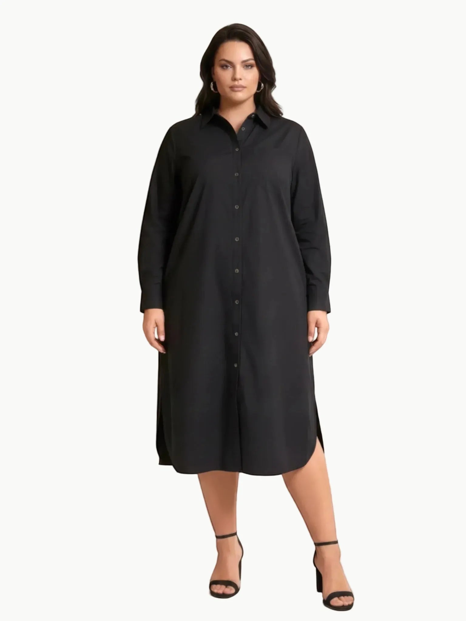 Universal Standard Universal Standard Odeon Stretch Poplin Shirtdress in Black - Dress | Queen Anna House of Fashion Women's Luxury Fashion