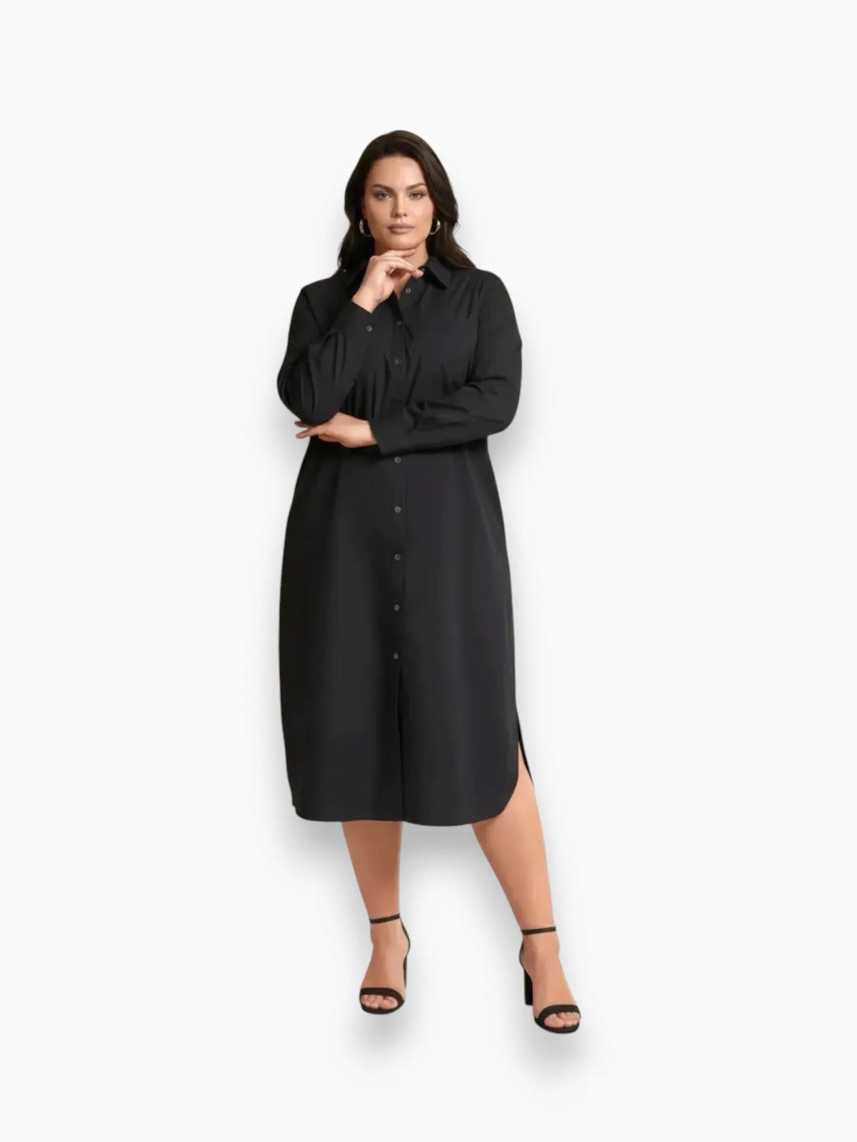 Universal Standard Universal Standard Odeon Stretch Poplin Shirtdress in Black - Dress | Queen Anna House of Fashion Women's Luxury Fashion