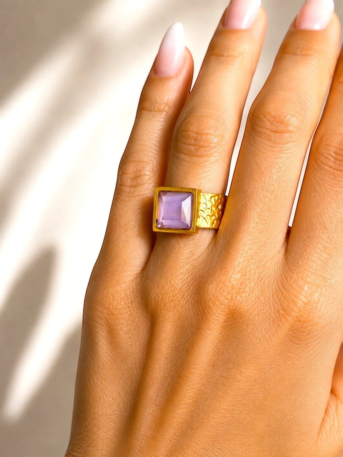 WILYMI Jewelry WILYMI Jewelry Amethyst Square Ring in Adjustable - Jewelry | Queen Anna House of Fashion Women's Luxury Fashion