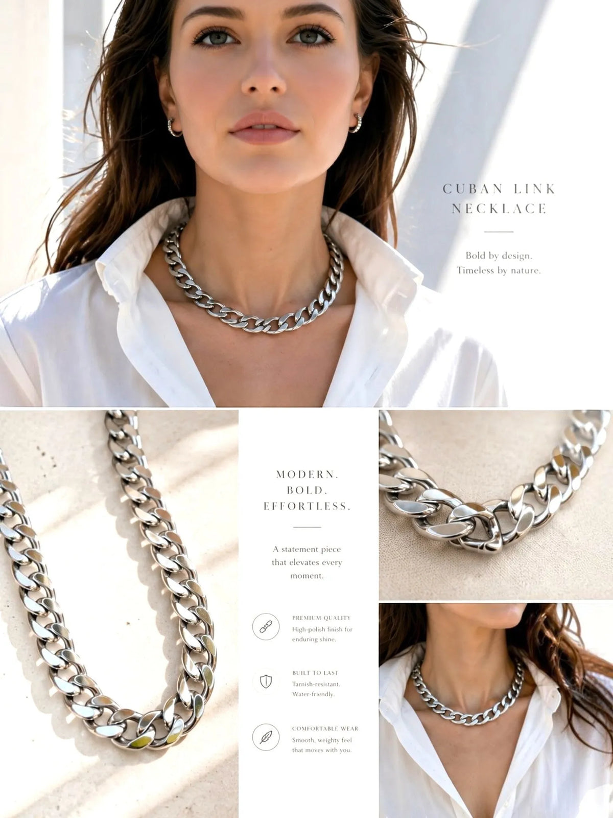 WILYMI Jewelry WILYMI Jewelry Co X Cuban Collar Necklace in Silver - Jewelry | Queen Anna House of Fashion Women's Luxury Fashion