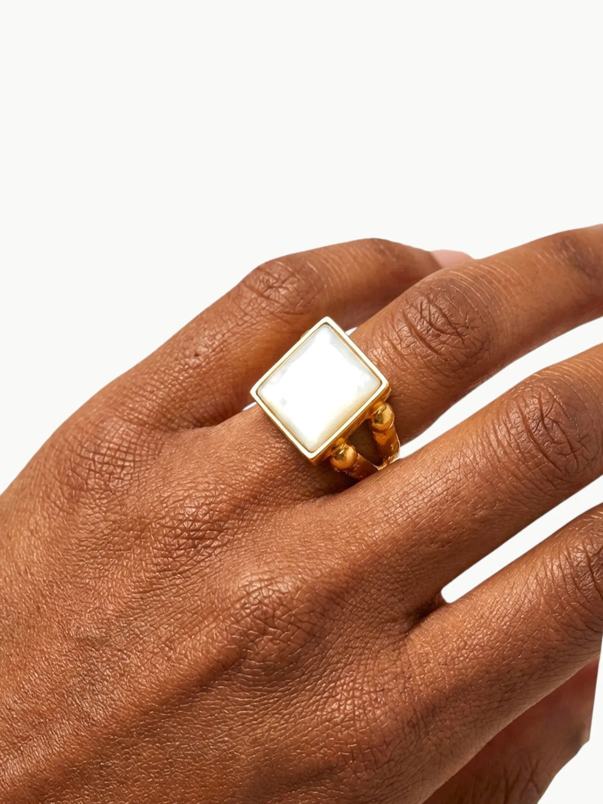 WILYMI Jewelry WILYMI Jewelry Mother of Pearl Square Ring in Adjustable - Jewelry | Queen Anna House of Fashion Women's Luxury Fashion