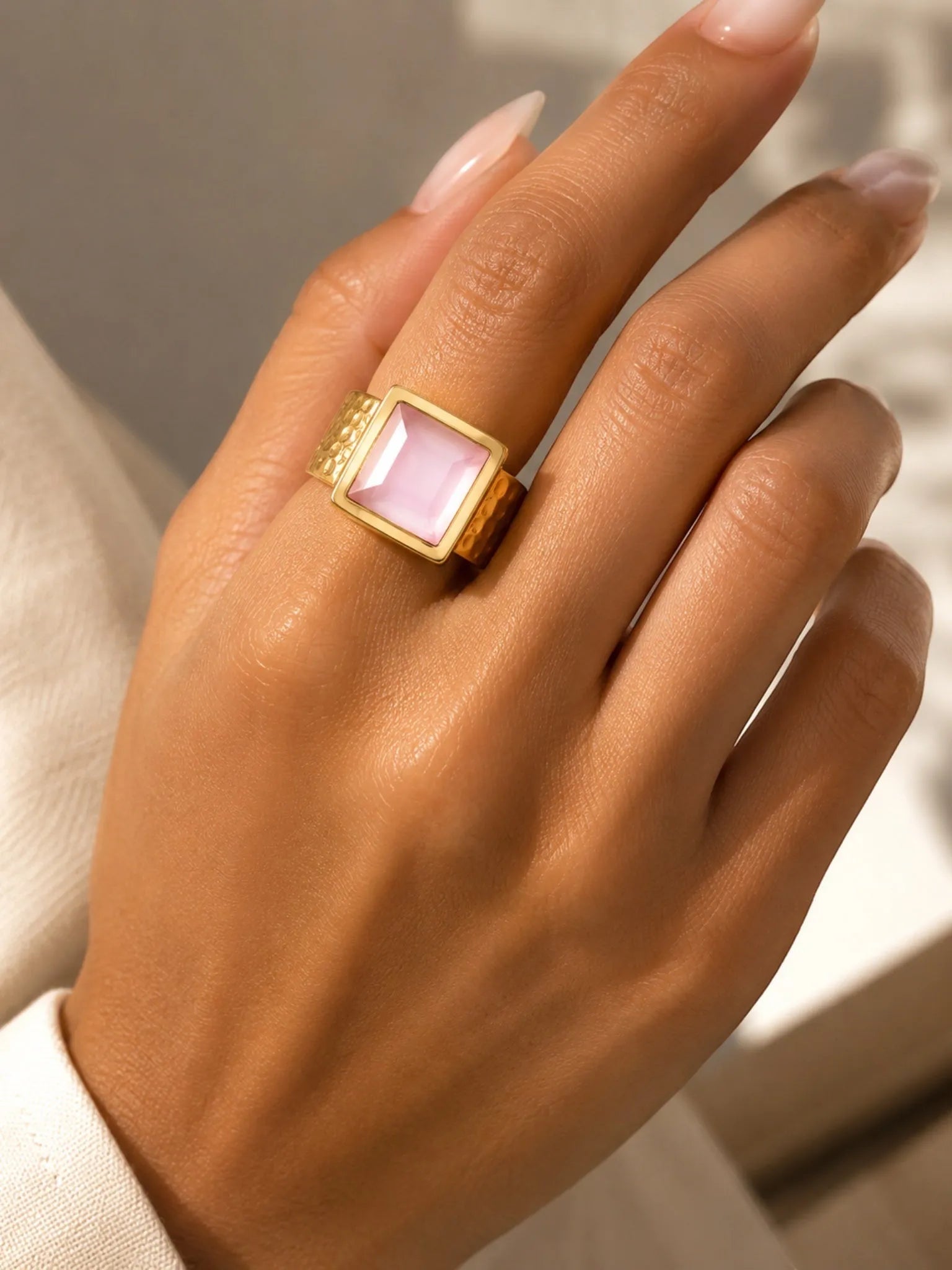WILYMI Jewelry WILYMI Jewelry Rose Quartz Ring in Rose Quartz - Jewelry | Queen Anna House of Fashion Women's Luxury Fashion