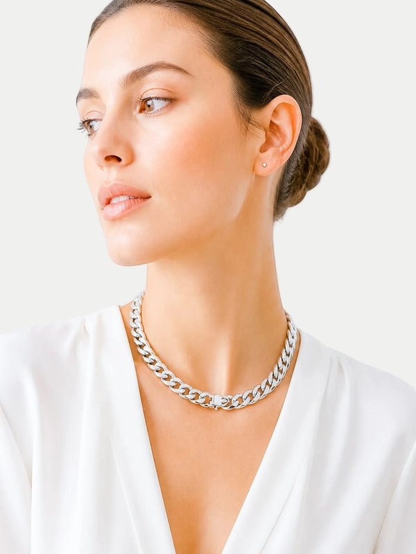WILYMI Jewelry WILYMI Jewelry Co X Cuban Collar Necklace in Silver - Jewelry | Queen Anna House of Fashion Women's Luxury Fashion