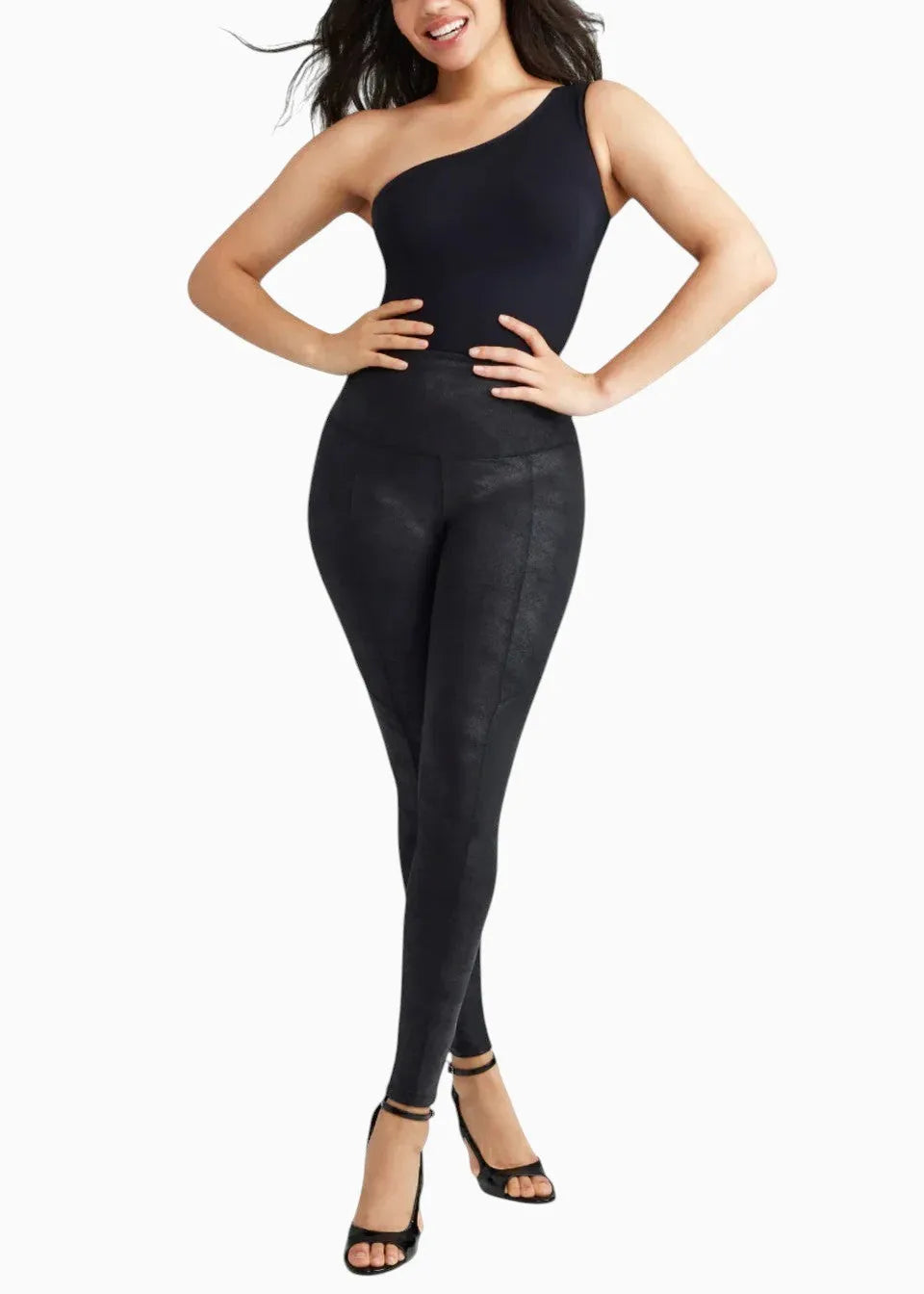 Yummie Yummie Stretch and Shine Faux Leather Shaping Legging in Black - Bottom | Queen Anna House of Fashion Women's Luxury Fashion