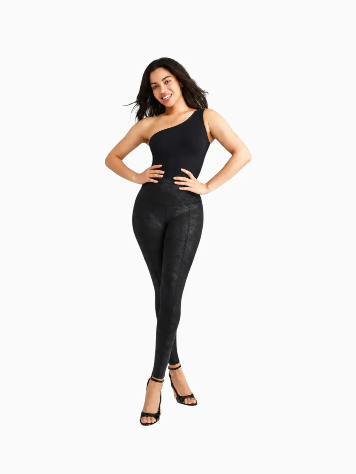 Yummie Yummie Stretch and Shine Faux Leather Shaping Legging in Black - Bottom | Queen Anna House of Fashion Women's Luxury Fashion