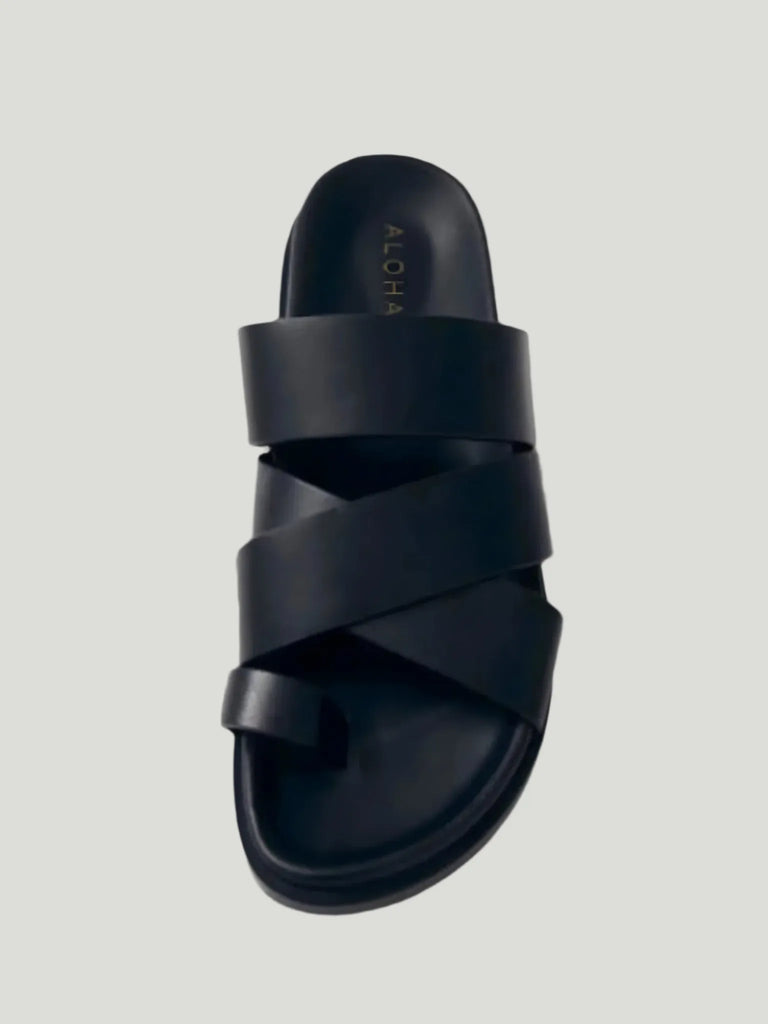 Alohas Alohas Harllow Black Leather Sandals in Black - Shoes | Queen Anna House of Fashion Women's Luxury Fashion