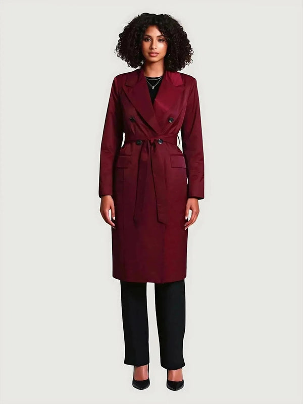 Avec Les Filles Avec Les Filles Stretch Cotton Belted Trench Coat in S - Outerwear | Queen Anna House of Fashion Women's Luxury Fashion