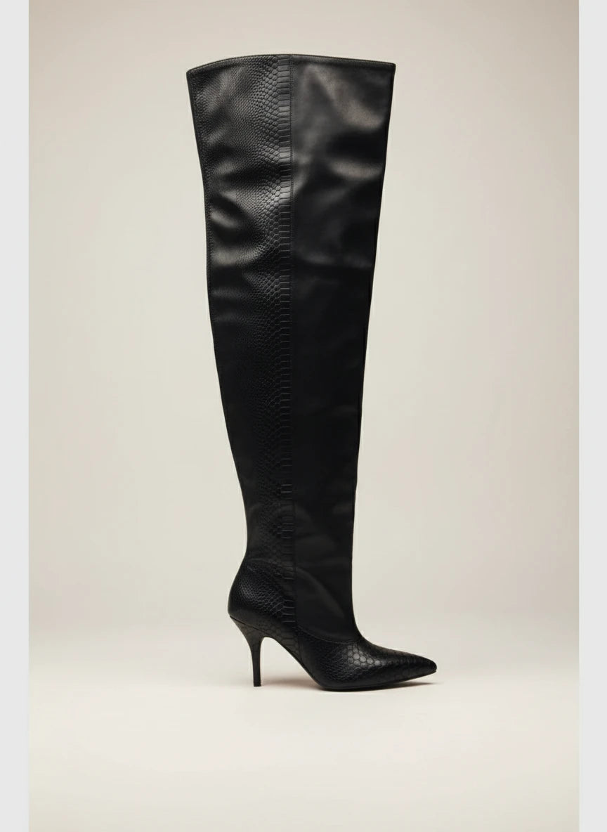 Azalea Wang Azalea Wang HALINA Blacksnake Over The Knee Boot in 6 - Shoes | Queen Anna House of Fashion Women's Luxury Fashion