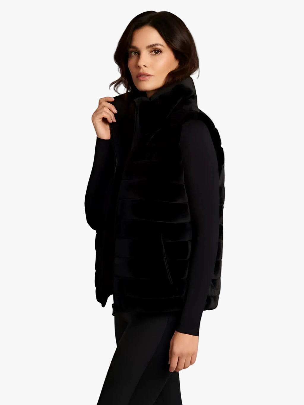 Blanc Noir Blanc Noir Adventurer Reversible Faux Fur Puffer Vest in XS - Outerwear | Queen Anna House of Fashion Women's Luxury Fashion