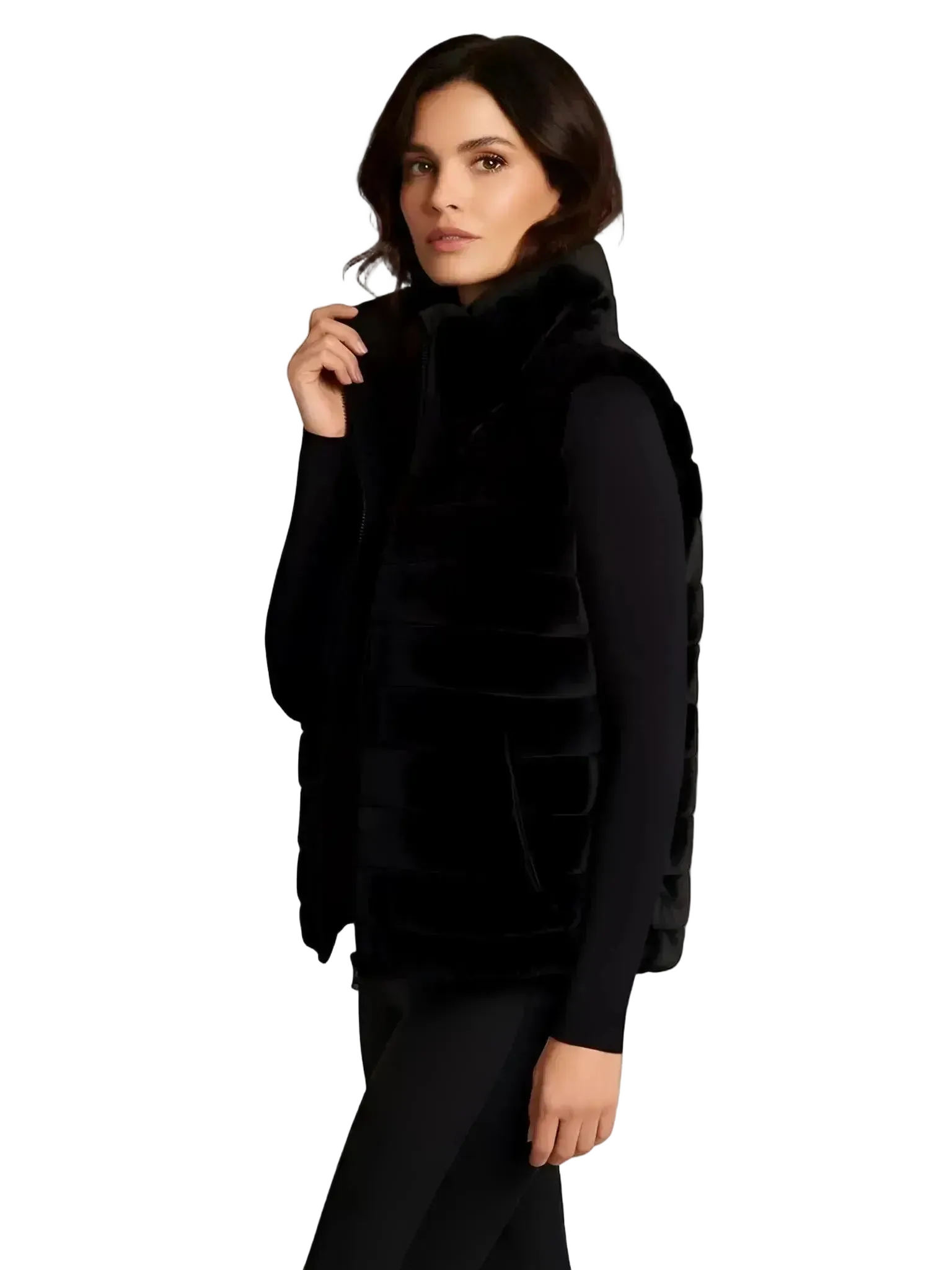 Blanc Noir Blanc Noir Adventurer Reversible Faux Fur Puffer Vest in XS - Outerwear | Queen Anna House of Fashion Women's Luxury Fashion