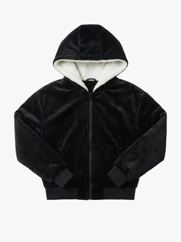 Blanc Noir Blanc Noir Luxe Faux Shearling Reversible Hoodie in S - Outerwear | Queen Anna House of Fashion Women's Luxury Fashion