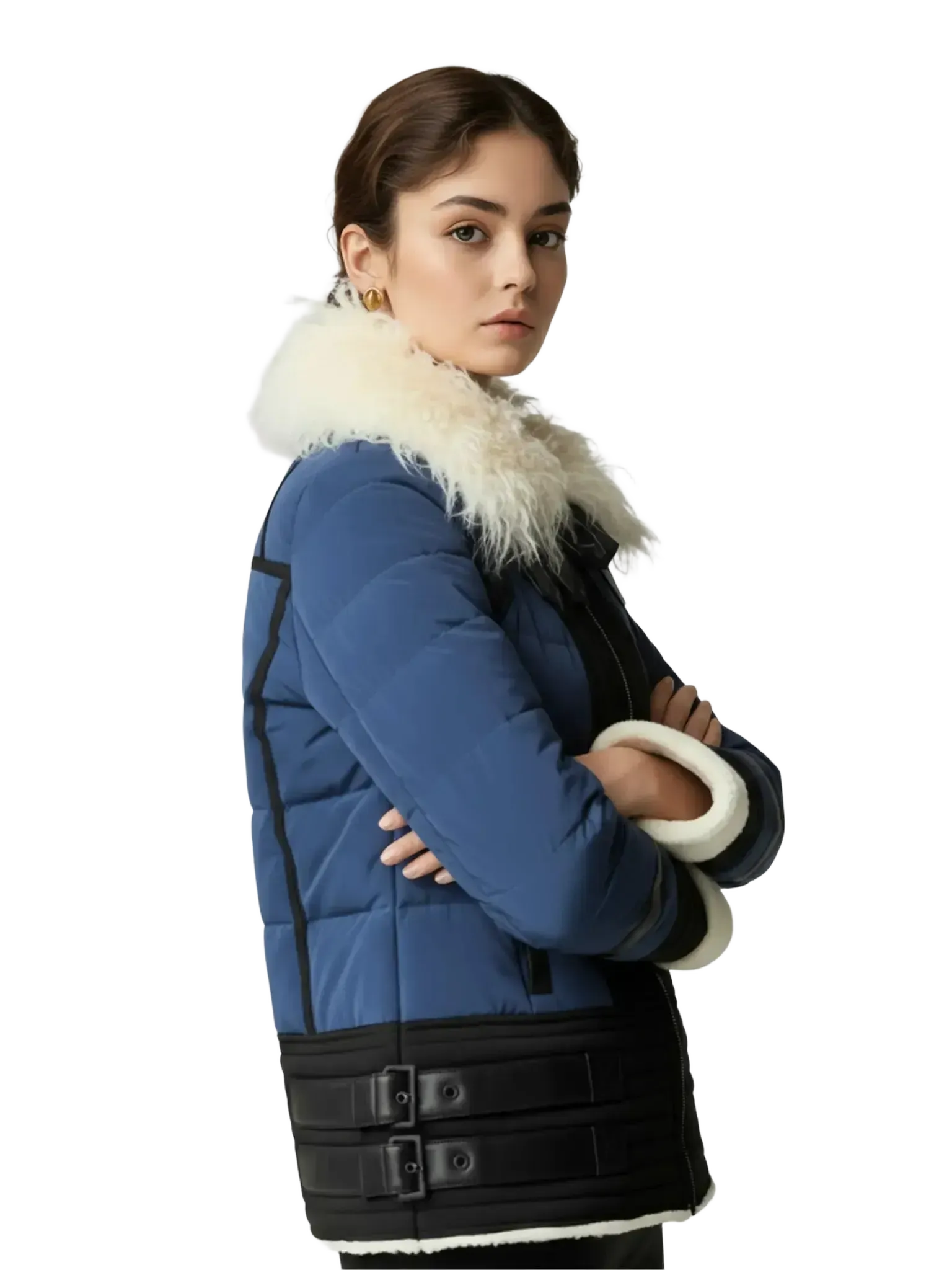 Blanc Noir Blanc Noir Moto Aviator Down Filled Puffer in XS - Outerwear | Queen Anna House of Fashion Women's Luxury Fashion