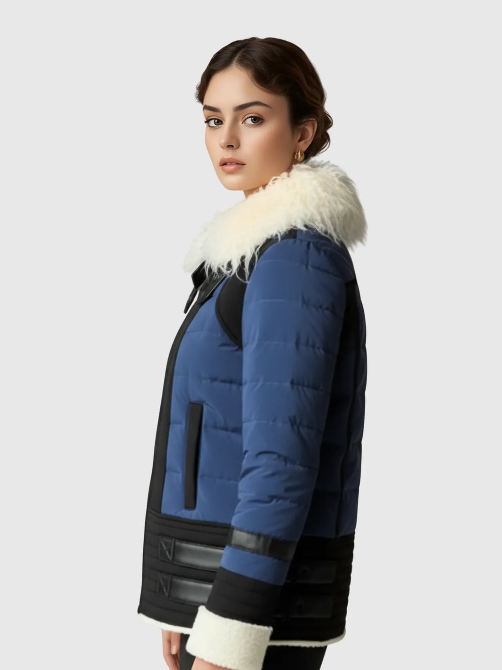 Blanc Noir Blanc Noir Moto Aviator Down Filled Puffer in XS - Outerwear | Queen Anna House of Fashion Women's Luxury Fashion