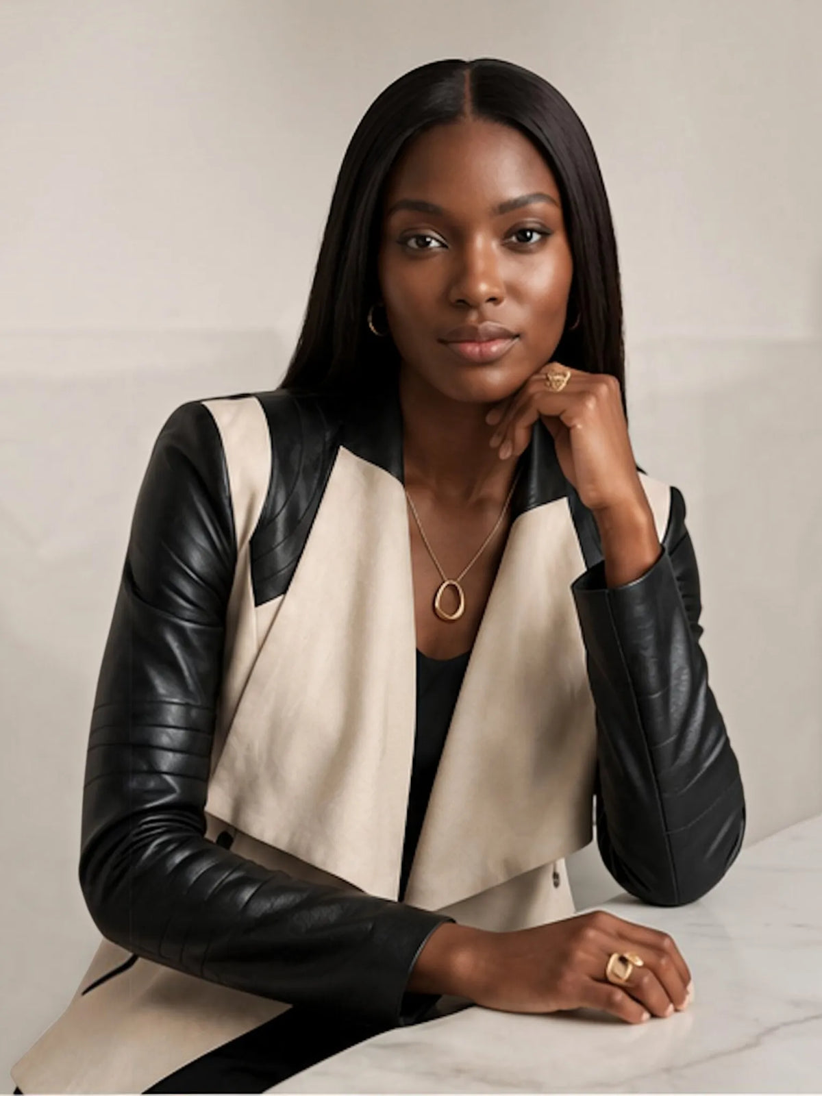 Blanc Noir Blanc Noir Drape Front Jacket in Taupe - Outerwear | Queen Anna House of Fashion Women's Luxury Fashion