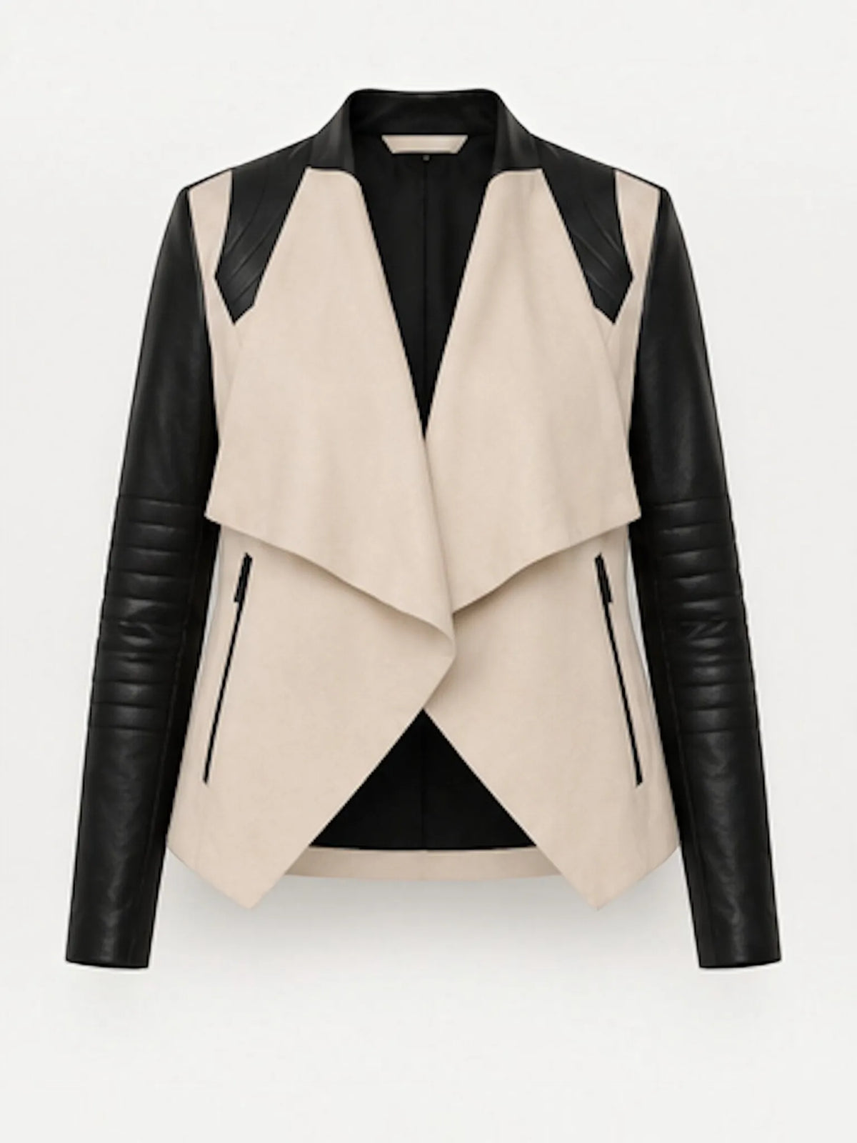 Blanc Noir Blanc Noir Drape Front Jacket in Taupe - Outerwear | Queen Anna House of Fashion Women's Luxury Fashion