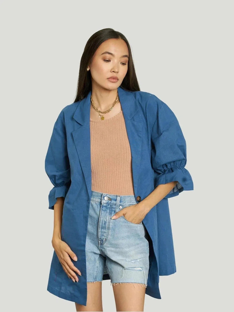 dRA Sandy Jacket - Blue, Eco-Conscious Brand, Faire, Jackets, l, m, s, S/S'22, Sale, Turquoise, US Based Brand, US Owne - Luxury Women's Fashion at Queen Anna House of Fashion