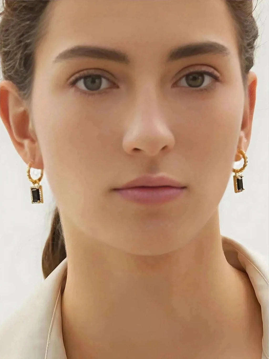 Furano Studio Black Geometric Drop Earrings