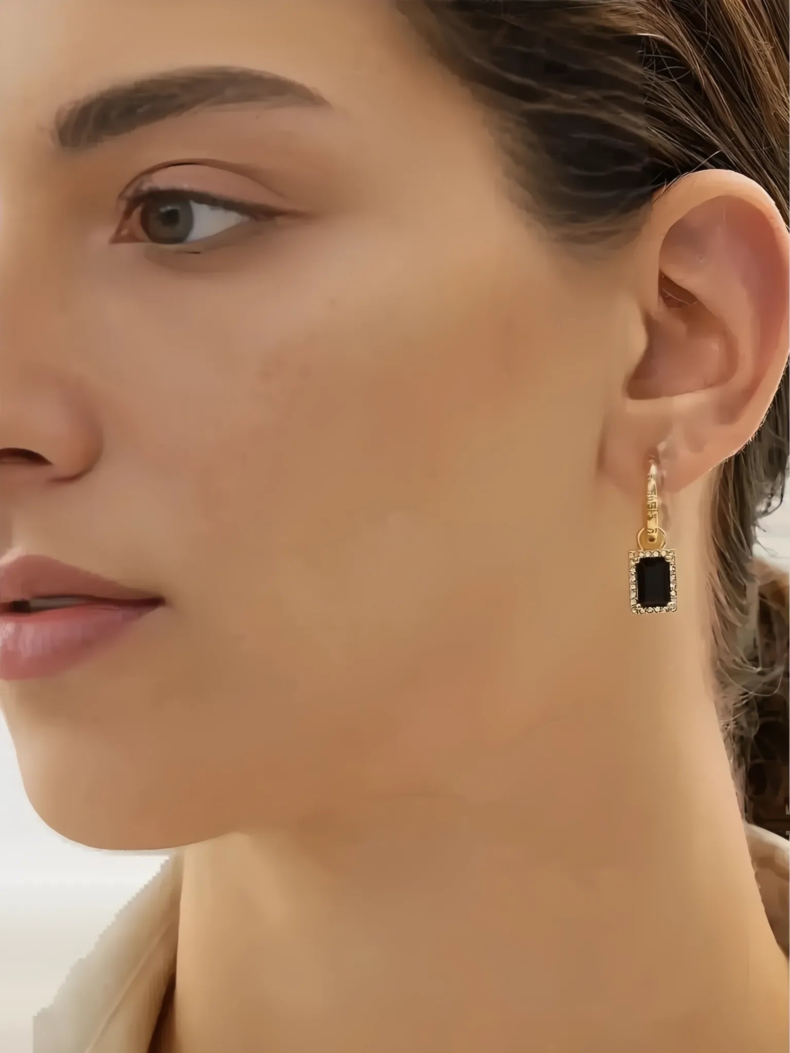 Furano Studio Furano Studio Black Geometric Drop Earrings in 18k Gold Plated Earrings - Jewelry | Queen Anna House of Fashion Women's Luxury Fashion