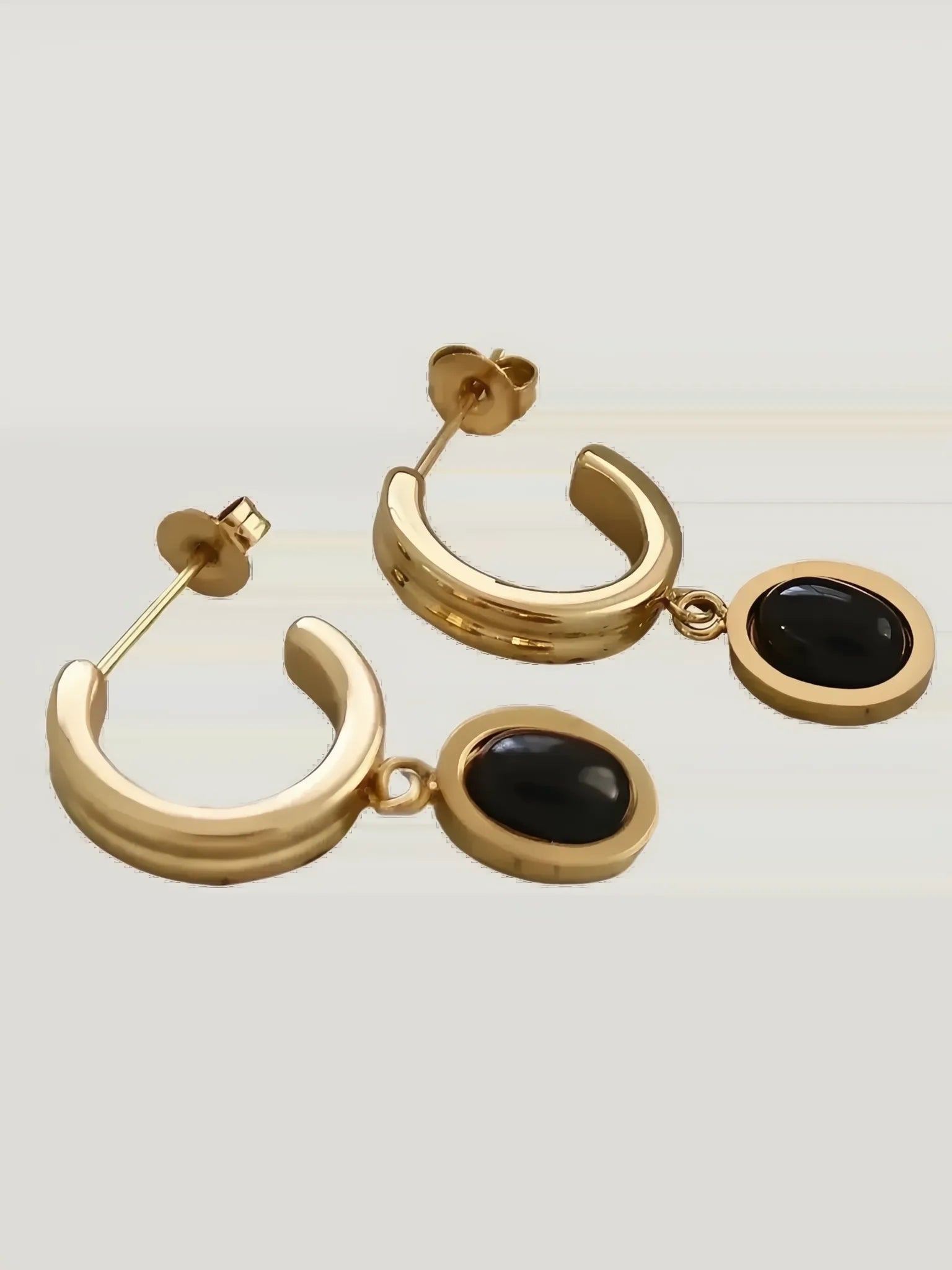 Furano Studio Furano Studio Black Onyx Gemstone Drop Earrings in 18k Gold Plated - Jewelry | Queen Anna House of Fashion Women's Luxury Fashion