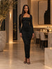 GOOD AMERICAN Ruched Squareneck Maxi Dress Black Lifestyle Hover
