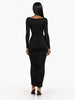 GOOD AMERICAN Ruched Squareneck Maxi Dress Black Back