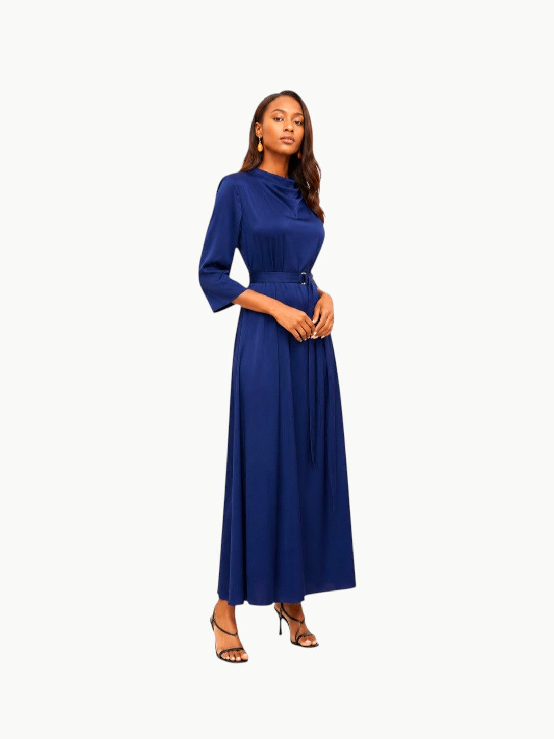 Touché Privé Touché Privé Satin Cowl Neck Dress in Cobalt Blue - Dress | Queen Anna House of Fashion Women's Luxury Fashion