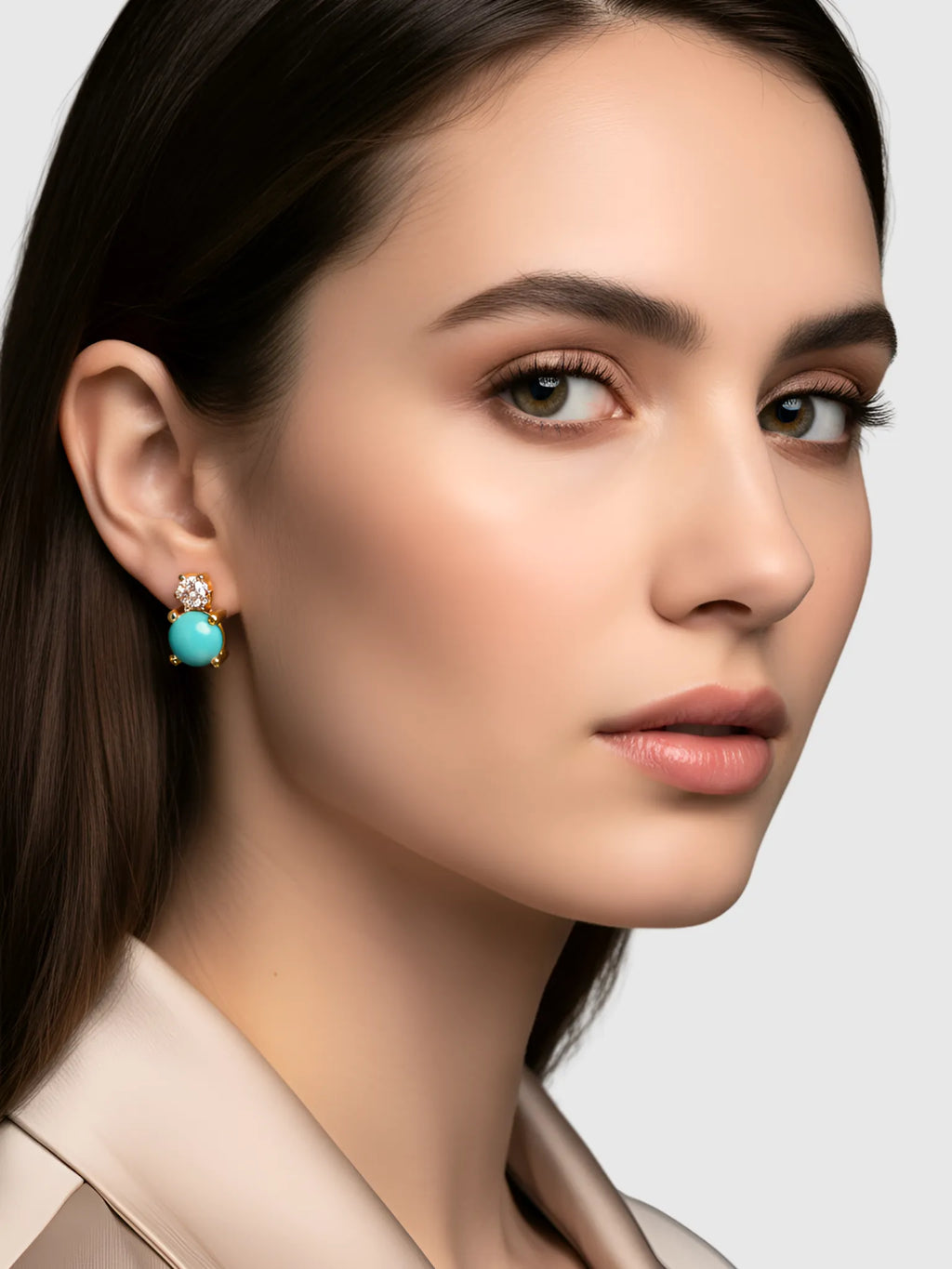 La Kaiser La Kaiser Turquoise Diamond Doublet Studs in Turquoise Studs - Accessories | Queen Anna House of Fashion Women's Luxury Fashion