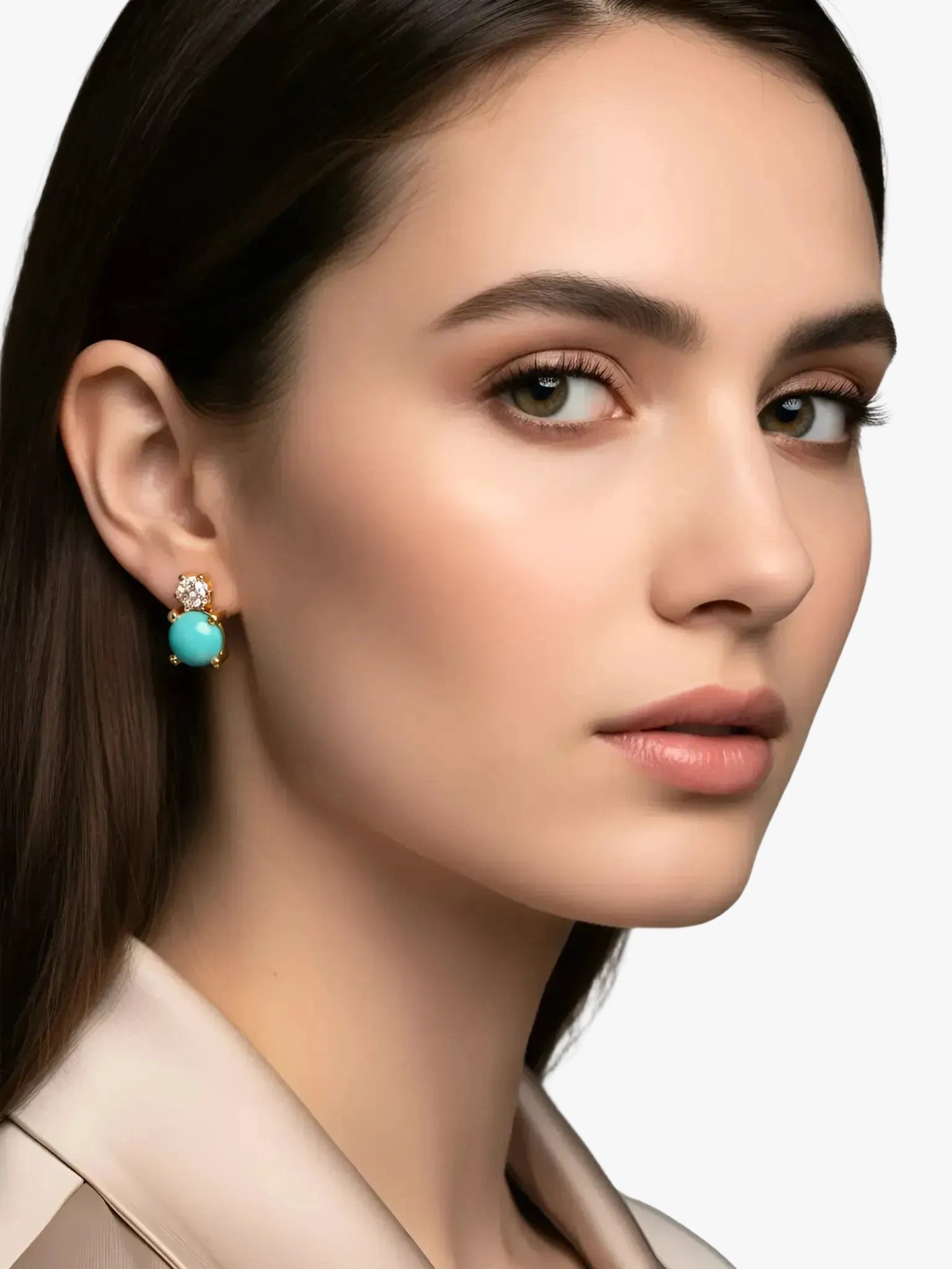 La Kaiser La Kaiser Turquoise Diamond Doublet Studs in Turquoise Studs - Accessories | Queen Anna House of Fashion Women's Luxury Fashion
