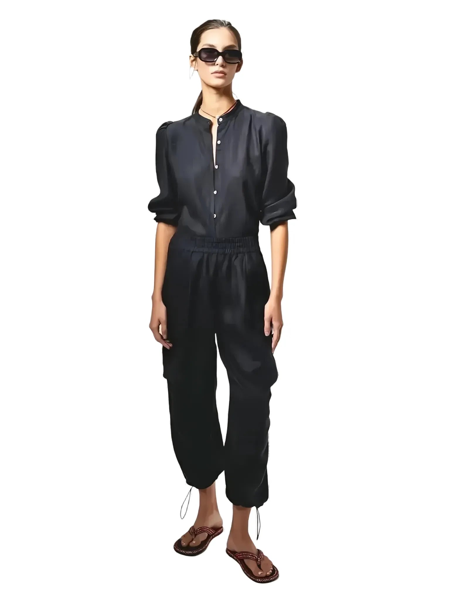 Lanhtropy Lanhtropy Cargo Linen Pants in Black - Bottom | Queen Anna House of Fashion Women's Luxury Fashion