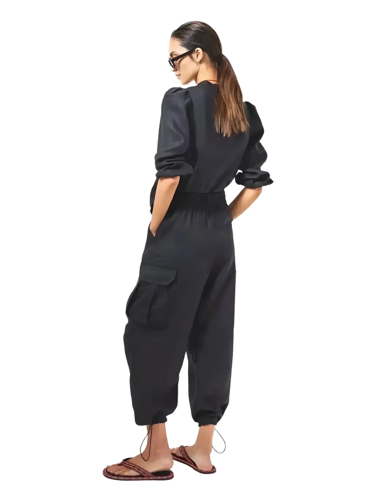 Lanhtropy Lanhtropy Cargo Linen Pants in Black - Bottom | Queen Anna House of Fashion Women's Luxury Fashion