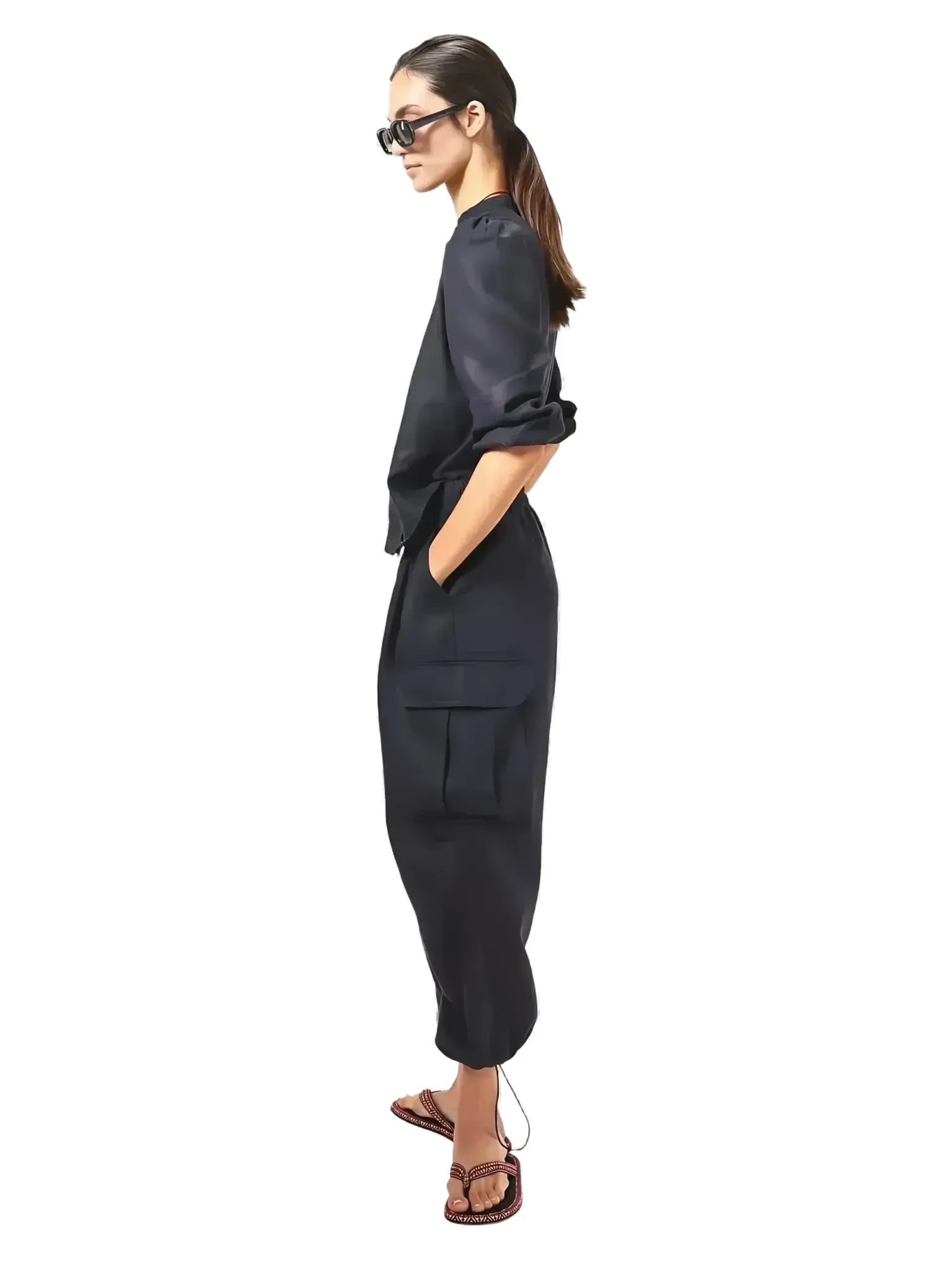 Lanhtropy Lanhtropy Cargo Linen Pants in Black - Bottom | Queen Anna House of Fashion Women's Luxury Fashion