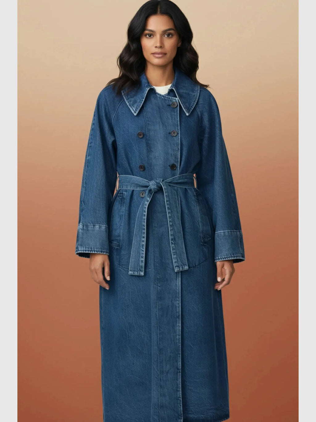 LAUDE the Label LAUDE the Label Marin Washed Denim Trench Coat in S - Outerwear | Queen Anna House of Fashion Women's Luxury Fashion